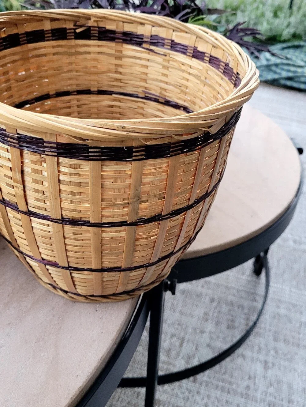 Woven Natural and Dark Brown Decorative Basket